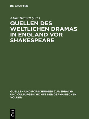 cover image of Quellen des weltlichen Dramas in England vor Shakespeare